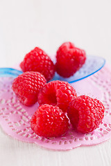 Image showing Fresh raspberries and spoon