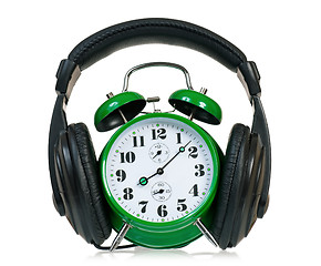 Image showing Clock with headphones