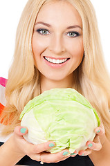 Image showing Woman with cabbage