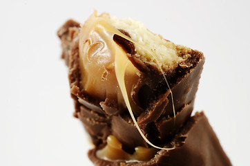 Image showing half a chocolate bar with caramel