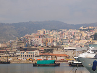 Image showing View of Genoa Italy from the sea