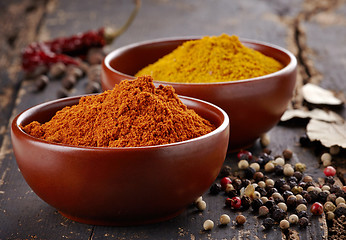 Image showing various spices on a dark background