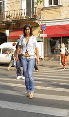 Image showing Crossing the street