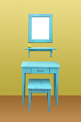 Image showing Old table chair and mirror