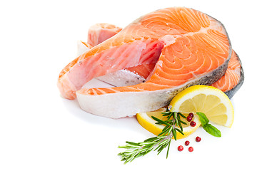 Image showing Raw Salmon Steaks