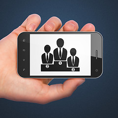 Image showing Advertising concept: Business Team on smartphone