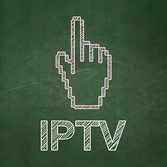 Image showing Web development concept: Mouse Cursor and IPTV on chalkboard background