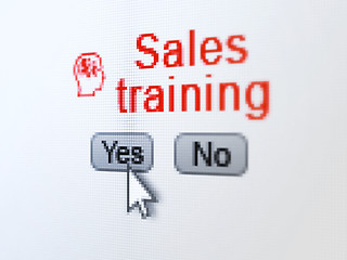 Image showing Advertising concept: Head With Finance Symbol icon and Sales Training on digital computer screen