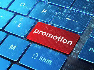 Image showing Advertising concept: Promotion on computer keyboard background