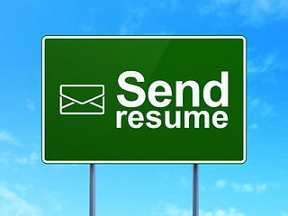 Image showing Business concept: Send Resume and Email on road sign background