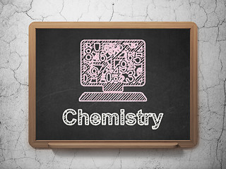 Image showing Education concept: Computer Pc and Chemistry on chalkboard background