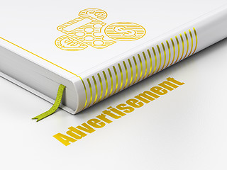 Image showing Advertising concept: book Calculator, Advertisement on white background