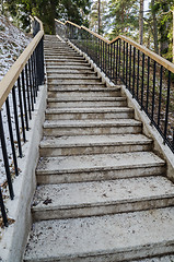 Image showing Beautiful staircase in the park leading up.