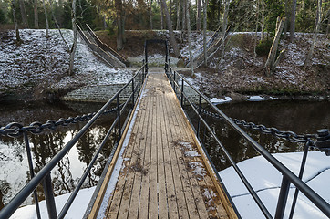 Image showing Bridge across the canal in the spring