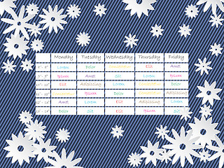 Image showing Cool timetable template design with flowers