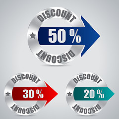 Image showing Metallic discount badge set