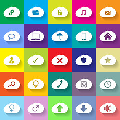 Image showing Cloud networking flat icon set of 25
