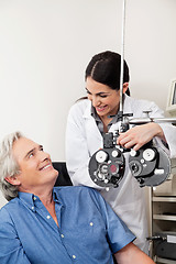 Image showing Optometrist And Patient Before Eye Checkup