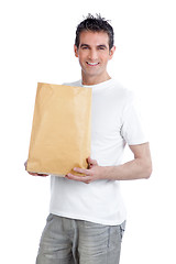 Image showing Man Holding Shopping Paper Bag