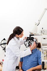 Image showing Eye Checkup With Phoropter