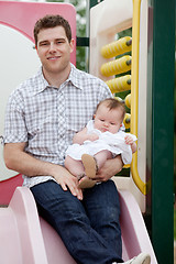 Image showing Young Father with Little Baby Girl