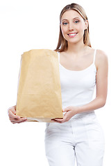 Image showing Woman Holding Shopping Paper Bag