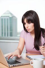 Image showing Young Business Woman with Computer