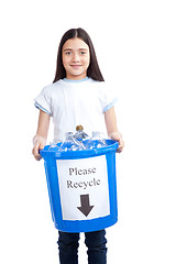 Image showing Girl Holding Recycling Waste Bib