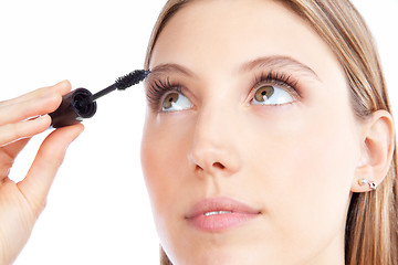 Image showing Woman Applying Mascara