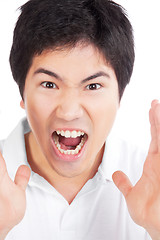 Image showing Young Asian Man Yelling