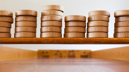 Image showing Typical dutch wooden boardgame - Sjoelen