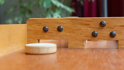 Image showing Typical dutch wooden boardgame - Sjoelen