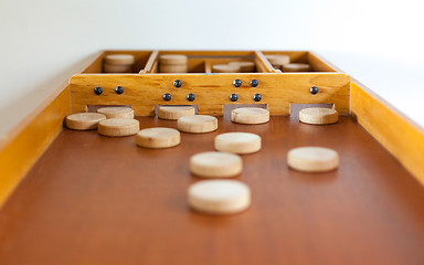 Image showing Typical dutch wooden boardgame - Sjoelen