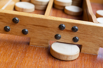 Image showing Typical dutch wooden boardgame - Sjoelen