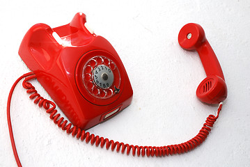 Image showing Red phone off the hook.