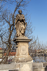 Image showing Staue on the Charles Bridge in Prague, Czech Republic.