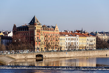 Image showing View to the Prague Old Town (Smetanovo Nabrezi)