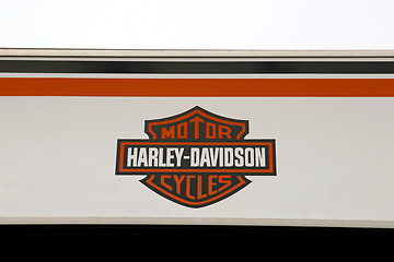 Image showing Sign Harley-Davidson Motorcycles on Store Wall