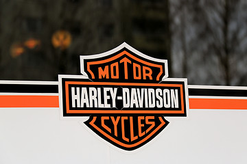 Image showing Weathered Harley-Davidson Motorcycles Sign