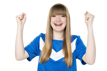 Image showing Football girl fist