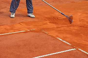 Image showing Preparation  tennis court