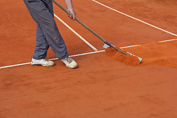 Image showing Repairing tennis court