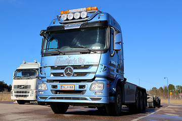 Image showing Blue Mercedes-Benz Actros Truck on a Yard