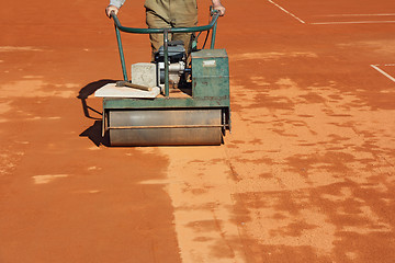 Image showing Rolling a tennis court_1
