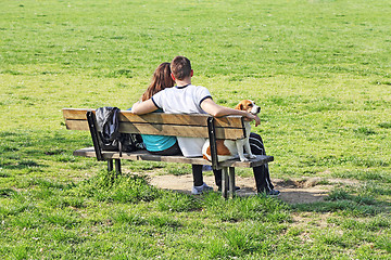 Image showing Young couple on bench