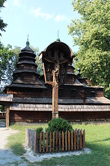 Image showing nice wooden church in village of Western Ukraine