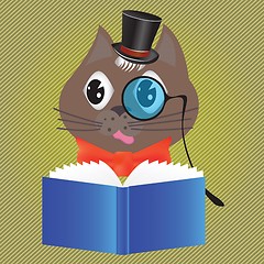 Image showing cat reading a book