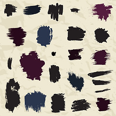 Image showing Grunge painted brush strokes. Design elements set.