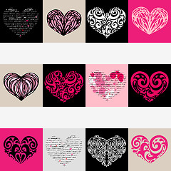 Image showing Heart illustration set. Love. Vector background.