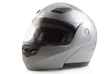 Image showing Silver glossy bike helmet isolated